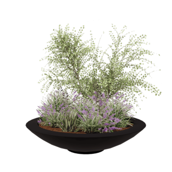 Stiklo pluošto vazonai - Dubuo - Ø 153 x 34 cm - RAL9005 matinis (juodas) - Su dugnu