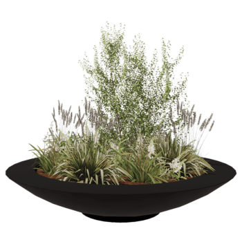 Stiklo pluošto vazonai - Dubuo - Ø 200 x 40 cm - RAL9005 matinis (juodas) - Su dugnu