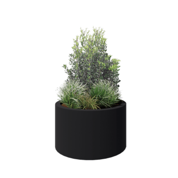 Stiklo pluošto vazonai - Apvalus - Ø 100 x 60 cm - RAL7021 matinis (juodai pilka) - Su dugnu