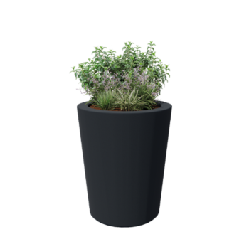 Stiklo pluošto vazonai - Kūginis - Ø 89 x 100 cm - RAL7021 matinis (juodai pilka) - Su dugnu