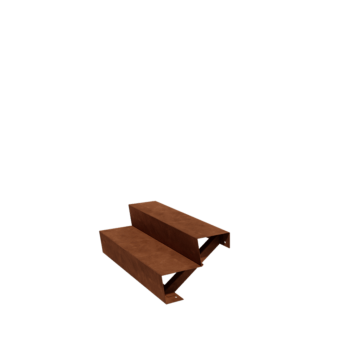 Corten plieno lauko laiptas - 2-pakopa - 48 x 100 x 34 cm