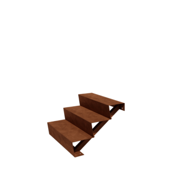 Corten plieno lauko laiptas - 3-pakopa - 72 x 80 x 51 cm