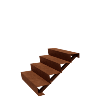 Corten plieno lauko laiptas - 4-pakopa - 96 x 100 x 68 cm