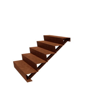 Corten plieno lauko laiptas - 5-pakopa - 120 x 100 x 85 cm