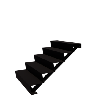Plieninis lauko laiptas - 5-pakopa - 120 x 100 x 85 cm - RAL9005 matinė (juoda)