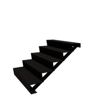 Plieninis lauko laiptas - 5-pakopa - 120 x 120 x 85 cm - RAL9005 matinė (juoda)