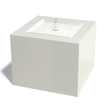 Aliuminio lauko fontanas - Lyra - 50 x 50 x 40 cm - RAL9010 matinė (balta) - Su LED apšvietimu