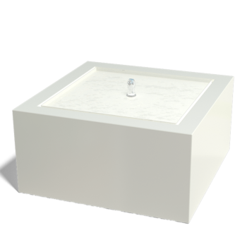 Aliuminio lauko fontanas - Lyra - 80 x 80 x 40 cm - RAL9010 matinė (balta) - Su LED apšvietimu