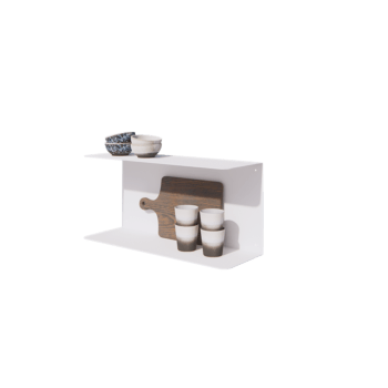 Plieninė sieninė lentyna - C-forma - 60 x 20 x 28 cm - RAL9010 matinė (balta)