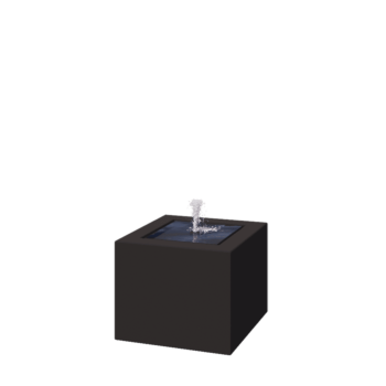 Aliuminio lauko fontanas - Lyra - 50 x 50 x 40 cm - RAL9005 matinė (juoda) - Su LED apšvietimu