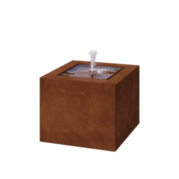 Corten plieno lauko fontanas - Lyra - 50 x 50 x 40 cm - Su LED apšvietimu