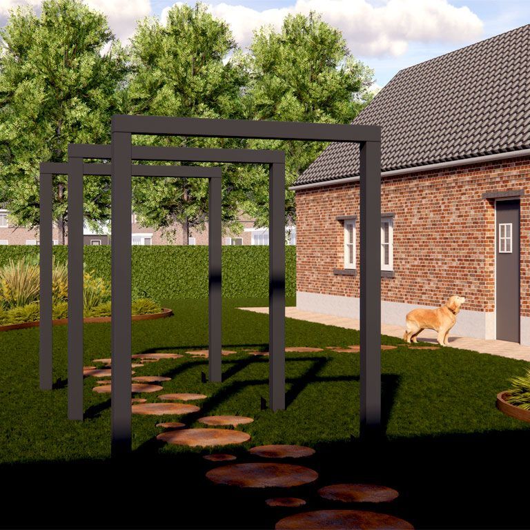 Milteliniu būdu dengta plieninė pergola tiesus 150 cm