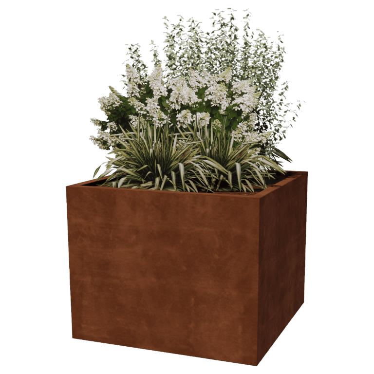 Suvirintas corten plieno lauko vazonas Montana 100 x 100 x 80 cm