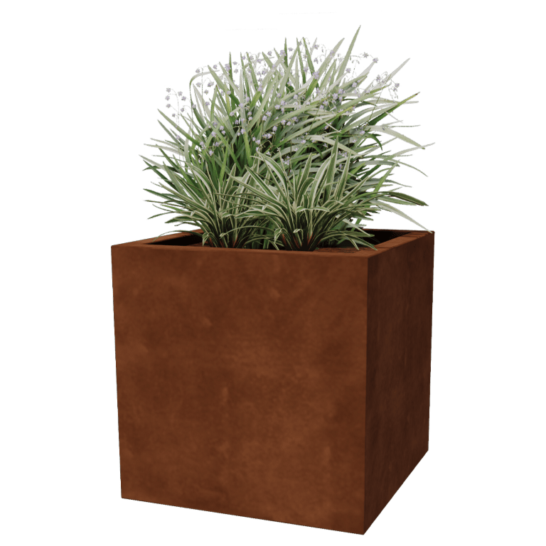 Suvirintas corten plieno lauko vazonas Montana 60 x 60 x 60 cm