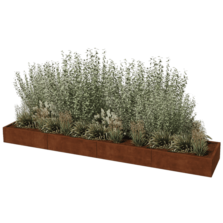 Corten plieno lauko vazonas Texas xxl 400 x 80 cm