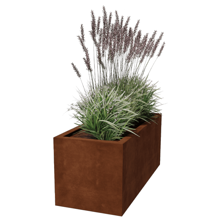 Suvirintas corten plieno lauko vazonas Montana 120 x 50 x 50 cm