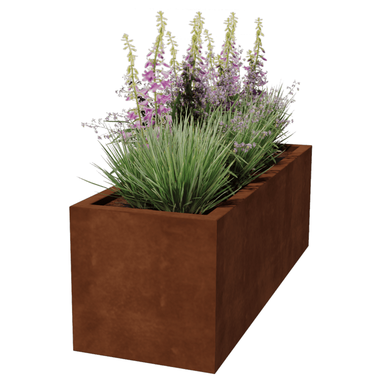 Suvirintas corten plieno lauko vazonas Montana 150 x 50 x 50 cm