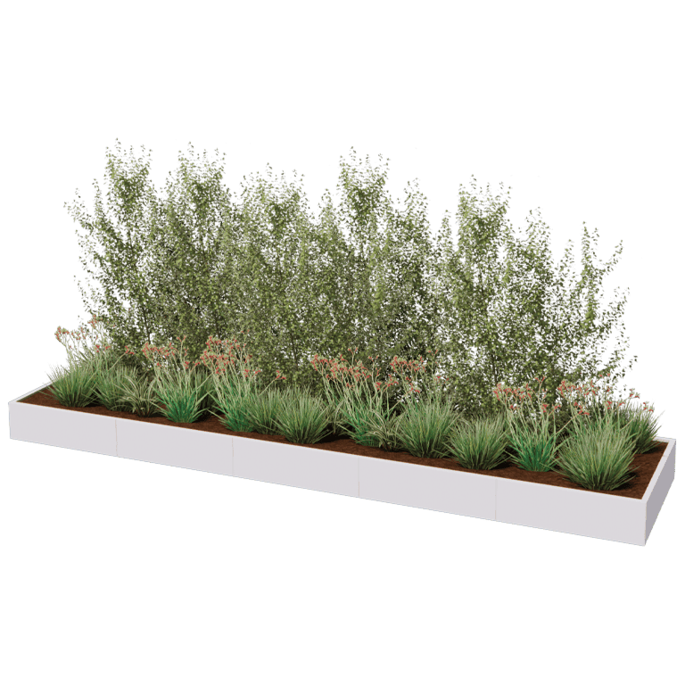Milteliniu būdu dengtas plieninis lauko vazonas Texas xxl 500 x 120 cm