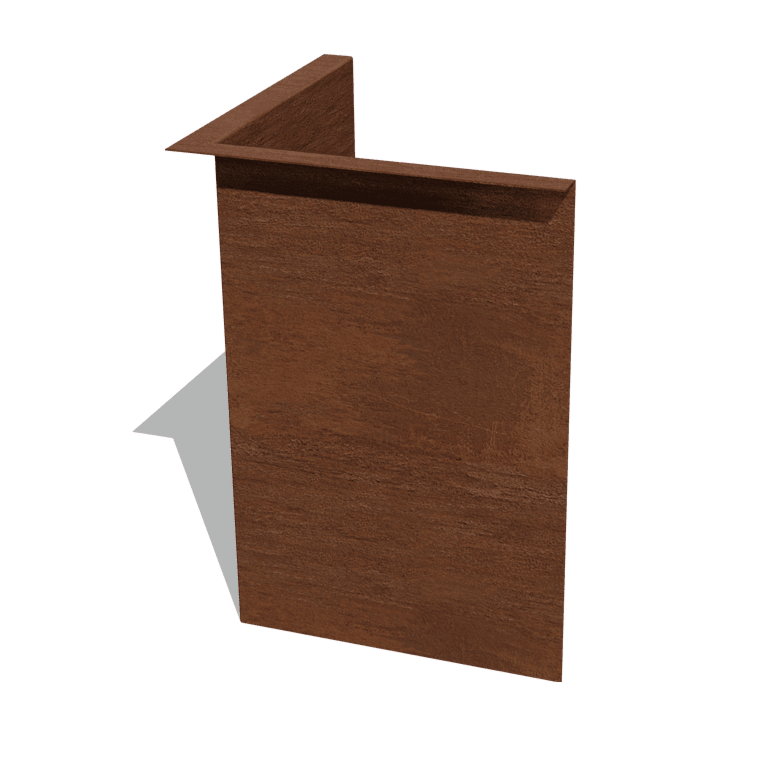 Corten plieno sodo apvadai kampu 45 cm vidinis kampas