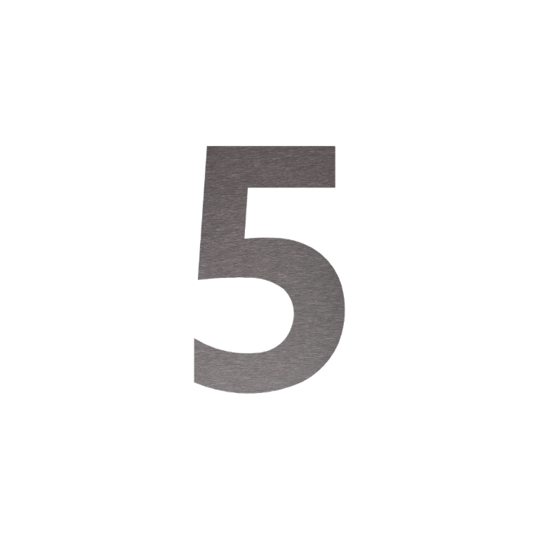 Nerūdijančio plieno namo numeris 5 - 18,3 x 30 cm - Šepetuotas