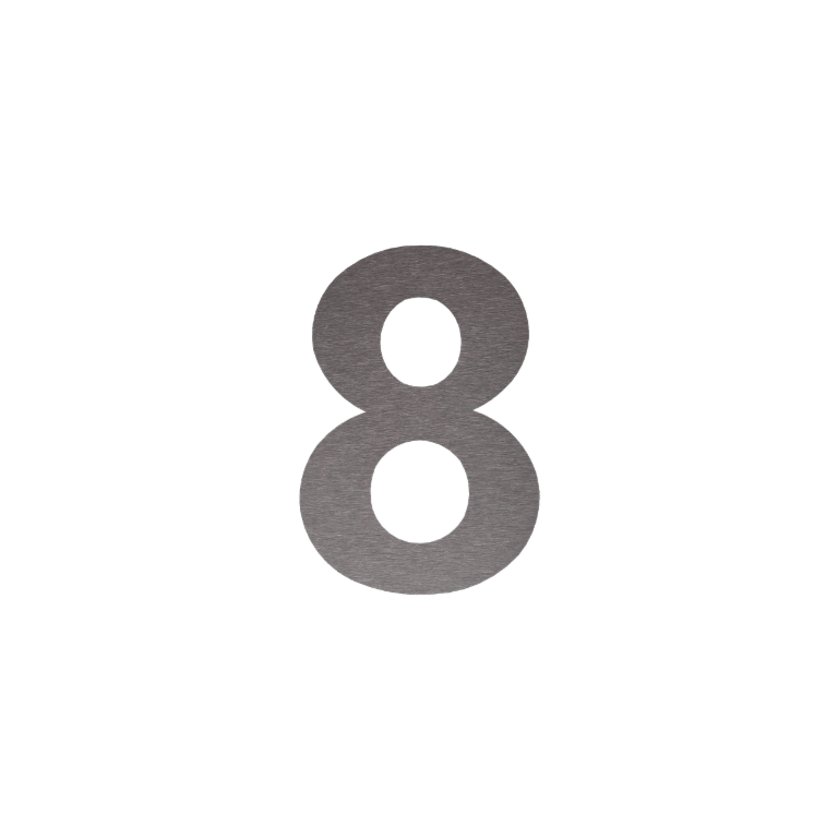 Nerūdijančio plieno namo numeris 8 - 34,2 x 50 cm - Šepetuotas