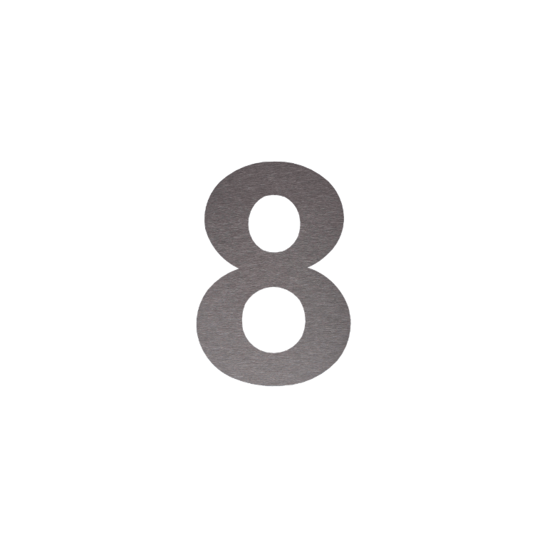 Nerūdijančio plieno namo numeris 8 - 10,3 x 15 cm - Savaime lipnus