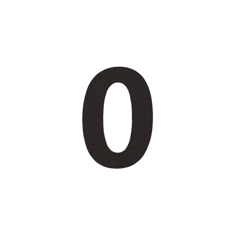 Nerūdijančio plieno namo numeris 0 - 10,4 x 15 cm - RAL9005 Smulki tekstūra (juoda)