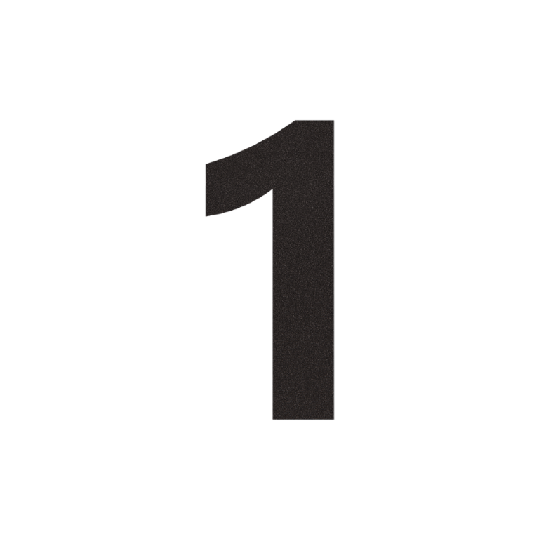 Nerūdijančio plieno namo numeris 1 - 12,9 x 30 cm - RAL9005 Smulki tekstūra (juoda)