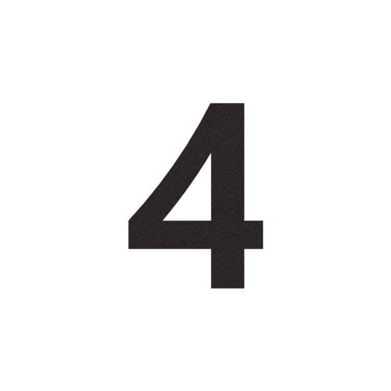 Nerūdijančio plieno namo numeris 4 - 38,9 x 50 cm - RAL9005 Smulki tekstūra (juoda)
