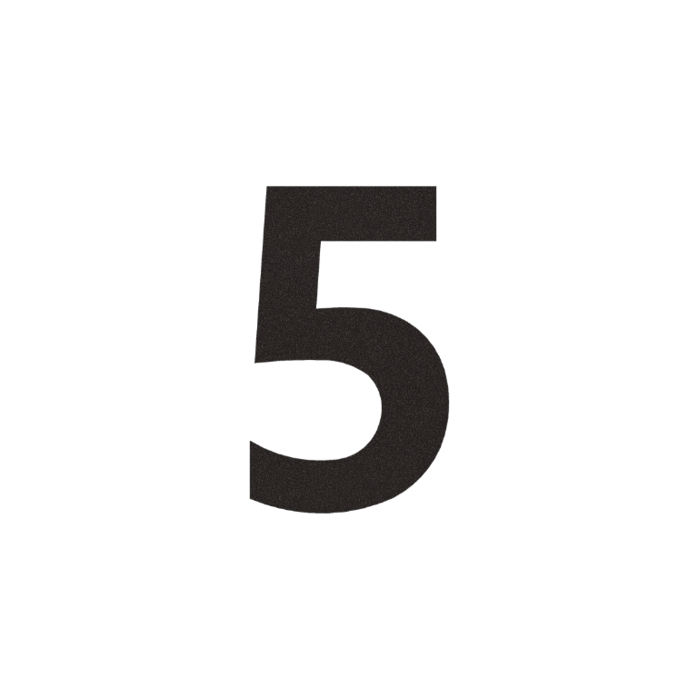 Nerūdijančio plieno namo numeris 5 - 18,3 x 30 cm - RAL9005 Smulki tekstūra (juoda)