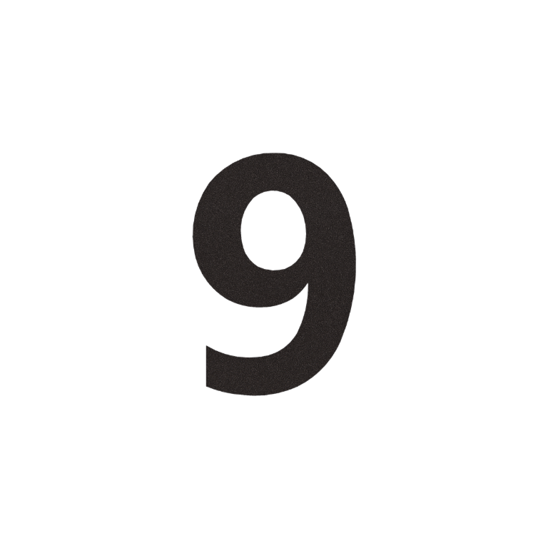 Nerūdijančio plieno namo numeris Juoda 9 - 30 cm