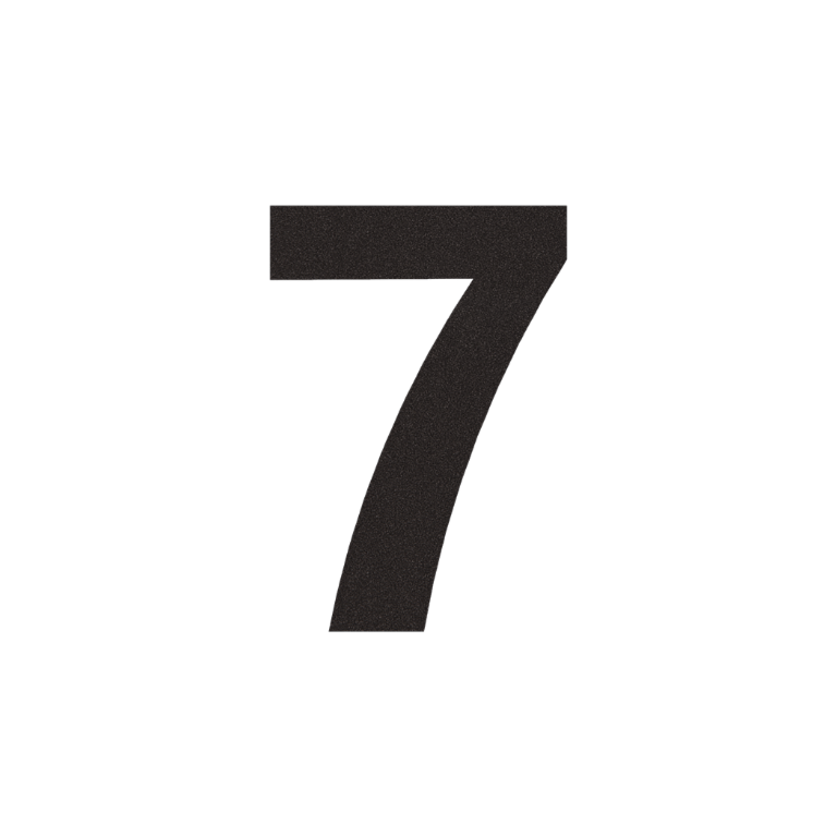 Nerūdijančio plieno namo numeris 7 - 10,5 x 15 cm - RAL9005 Smulki tekstūra (juoda) - Savaime lipnus