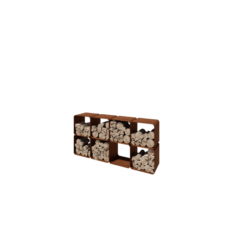 Corten plieno malkų stovas - Colorado 8 vienetai - 40 x 40 x 40 cm
