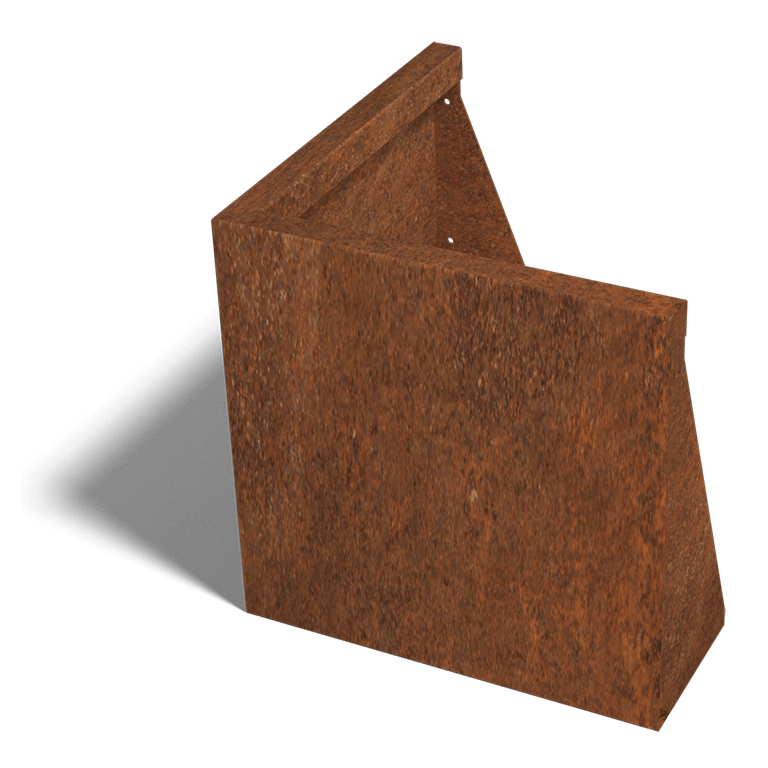 Corten plieno atraminė sienelė išorinis kampas 50 x 50 cm (aukštis 50 cm)
