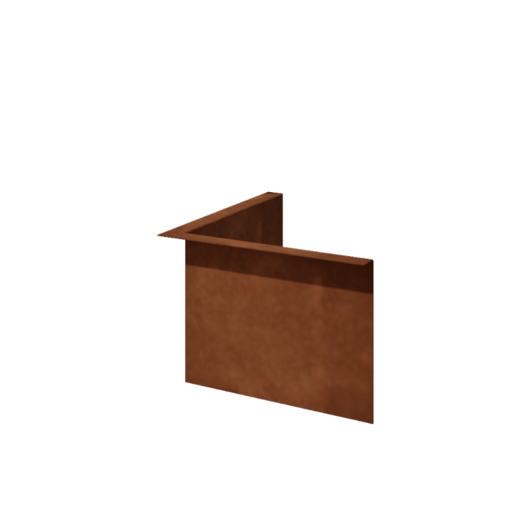 Corten plieno vejos bortelis - Lenktas - Vidinis kampas - Aukštis 22 cm