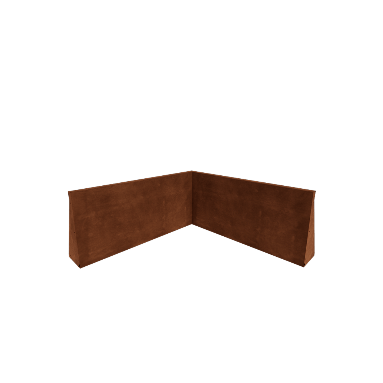 Corten plieno atraminė sienelė vidinis kampas 100 x 100 cm (aukštis 50 cm)