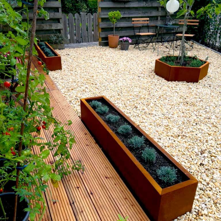 Corten plieno lauko vazonas Texas xxl 160 x 30 cm