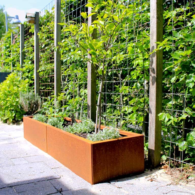 Corten plieno lauko vazonas Texas xxl 160 x 40 cm