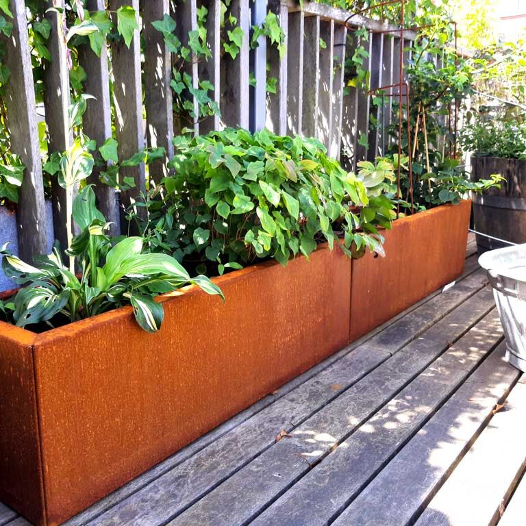 Corten plieno lauko vazonas Texas xxl 200 x 30 cm