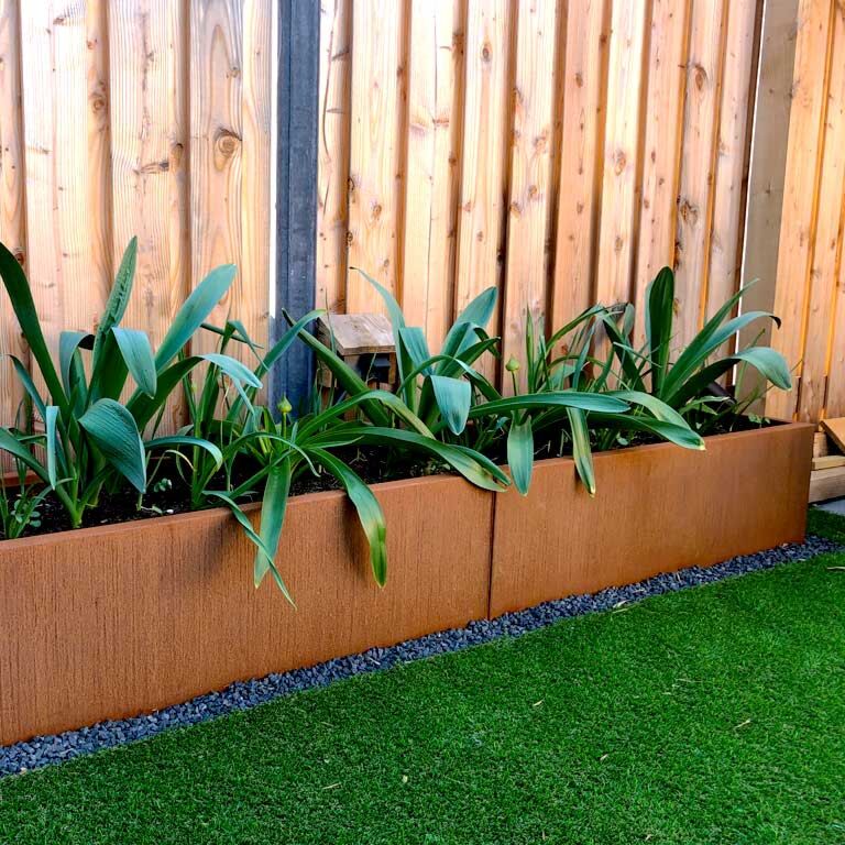 Corten plieno lauko vazonas Texas xxl 240 x 50 cm