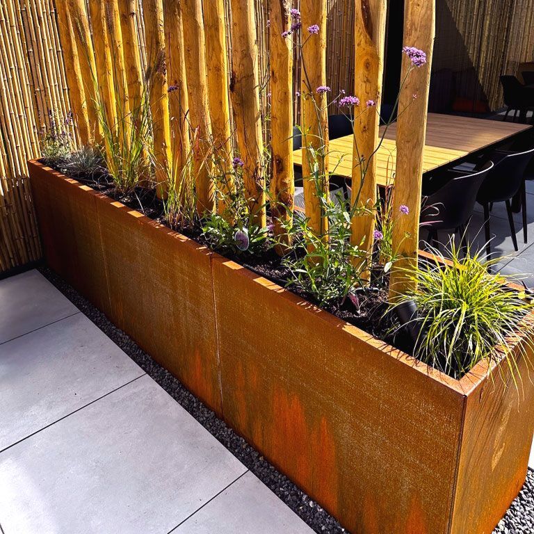 Corten plieno lauko vazonas Texas xxl 300 x 60 cm