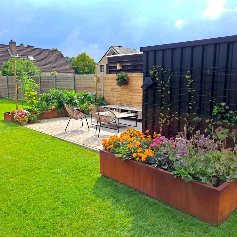 Corten plieno lauko vazonas Texas xxl 400 x 80 cm
