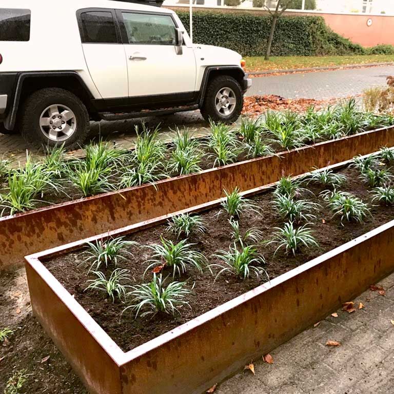 Corten plieno lauko vazonas Texas xxl 500 x 80 cm