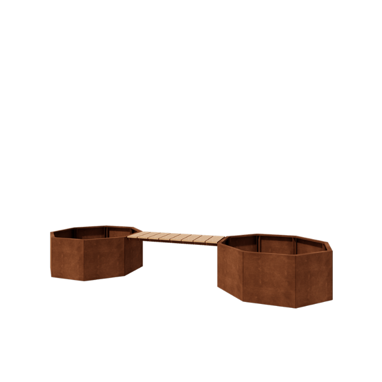 Corten plieno lauko vazonas su suoliuku Vegas Chicago