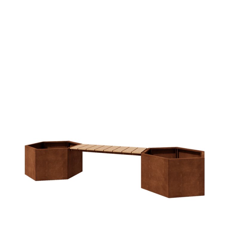 Corten plieno lauko vazonas su suoliuku Vegas Denveris