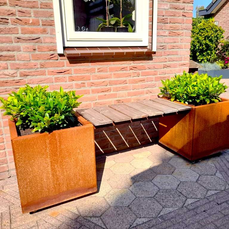Corten plieno lauko vazonas su suoliuku Vegas Miami