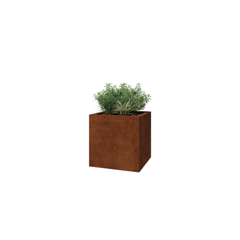 Suvirintas corten plieno lauko vazonas Montana 70 x 70 x 70 cm