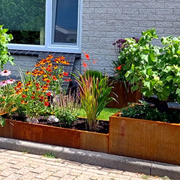 Suvirintas corten plieno lauko vazonas Montana 80 x 80 x 40 cm