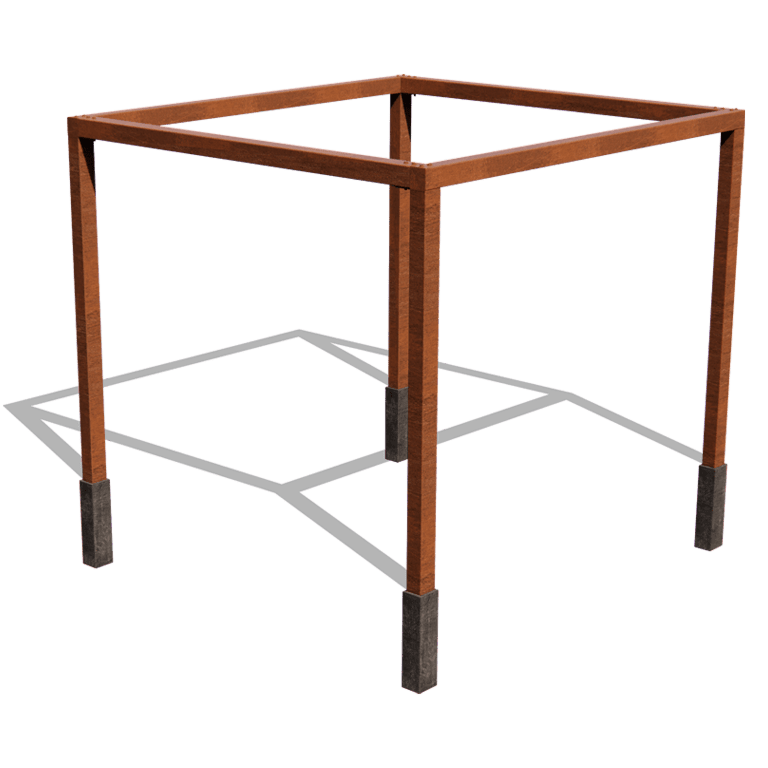 Corten plieno pergola sąranka kvadratas 324 x 300 cm