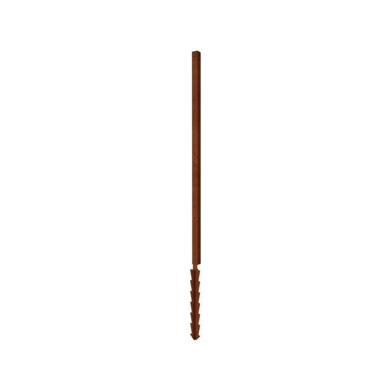 Corten plieno tvora H tarpinis stulpas su žemės kaiščiu 190 x 6 x 6 cm